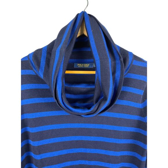 Ralph Lauren Polo Golf Blue Stripes Long Sleeve Cowl Neck Sweater Size Large - Picture 2 of 9